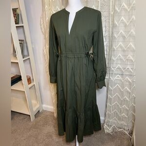 NWT Rails Maple Midi Peasant Dress Olive Green Cotton Size Small New